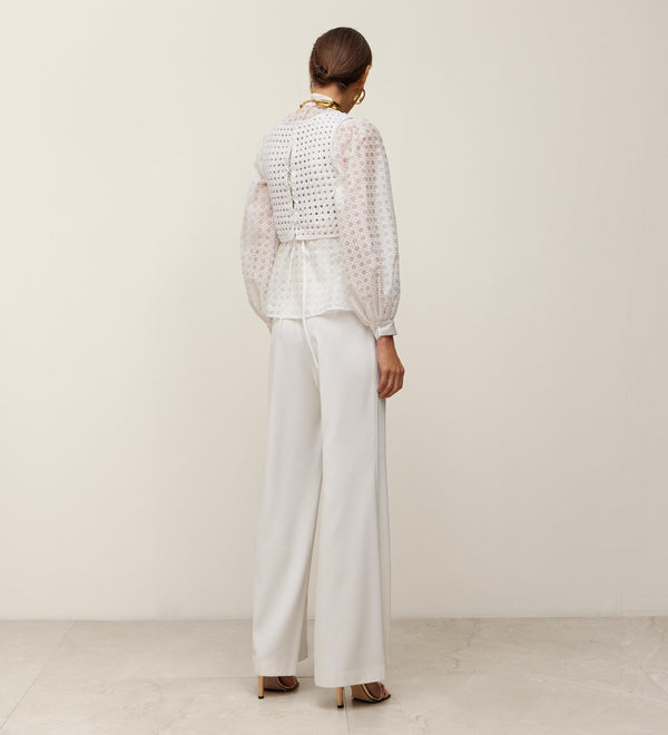 Flared crepe trousers