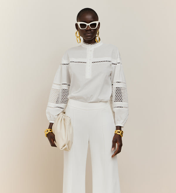 Flared crepe trousers