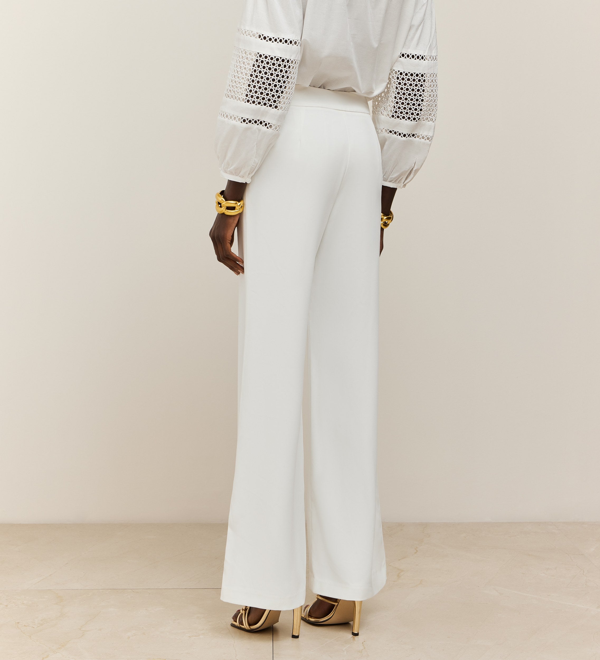Flared crepe trousers