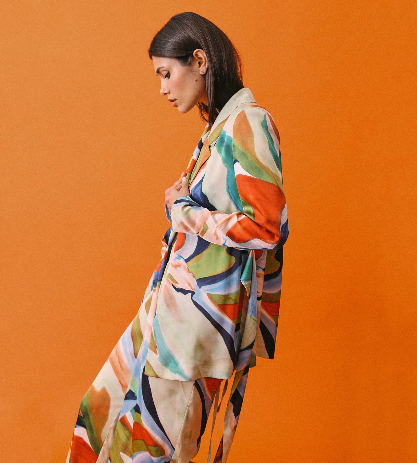 Blazer cruzado de satén