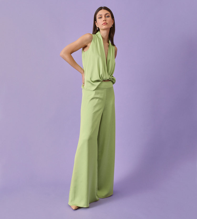 Pantalón satén ancho