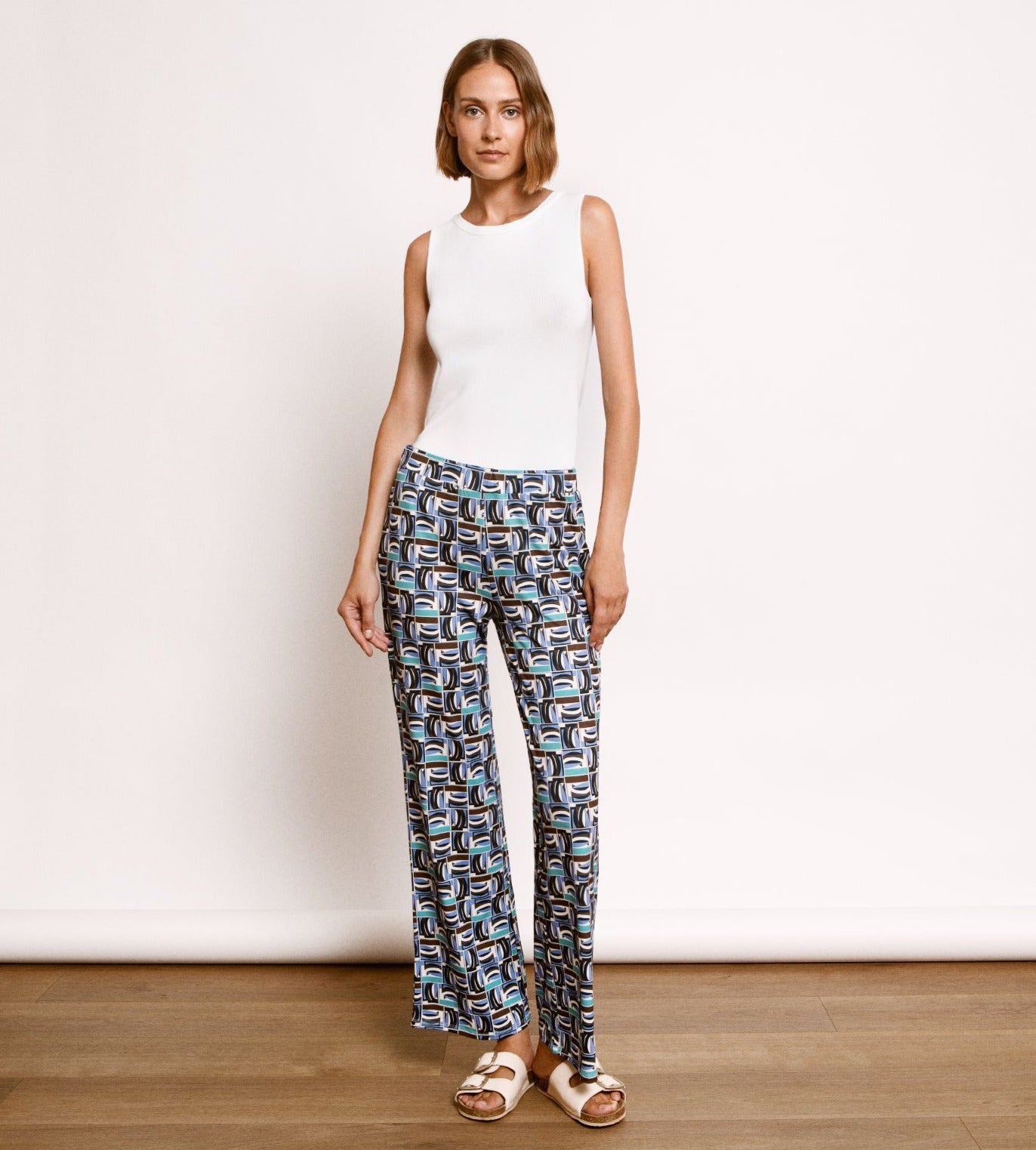 Printed elastic pants